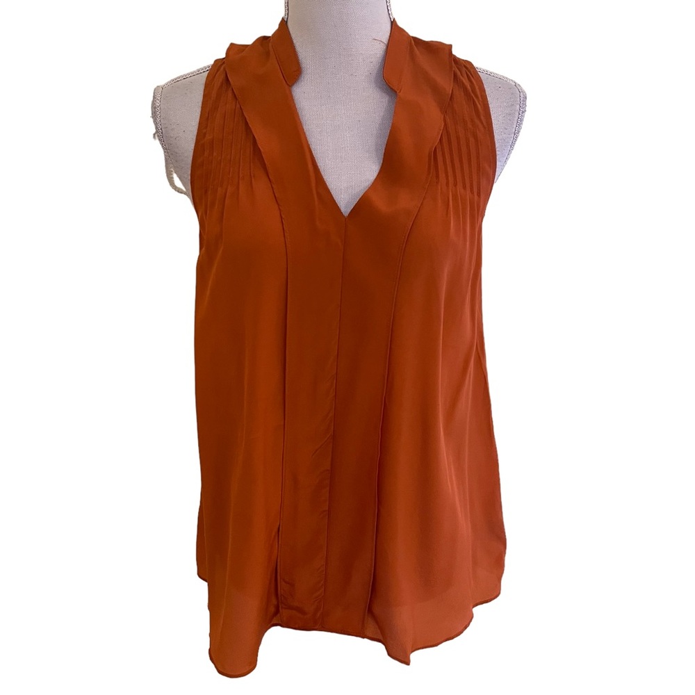 Greylin Rust Orange Sleeveless Silk Blouse S